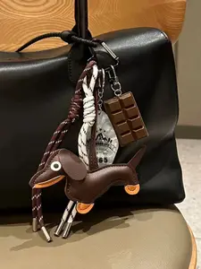 Cute Cartoon Sausage Dog Bag Charm, Versatile Couple Keychain Pendant, Adorable Accessory for Bags & Keys, Perfect Gift Idea, Charms For Bags