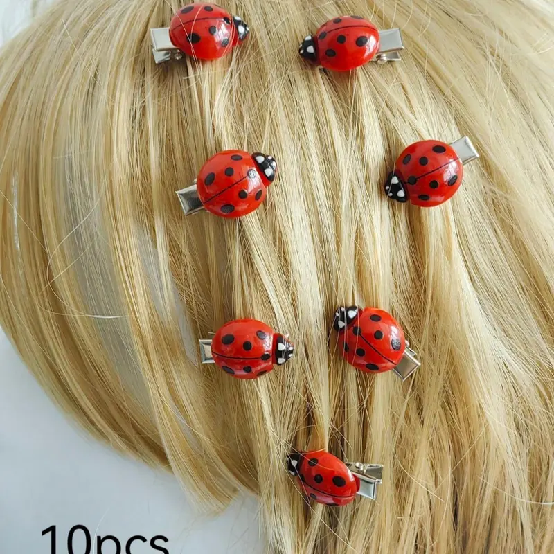 Cute Ladybug Design Hair Clips, Super Cute Clips, Fun Hair Clips, Fashionable Hair Accessories for Women & Girls, Minimalist Headwear Suitable for Thick Hair, Decorative Hair Clips