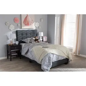 Baxton Studio  Brookfield Modern & Contemporary Charcoal Grey Fabric Twin Size Bed