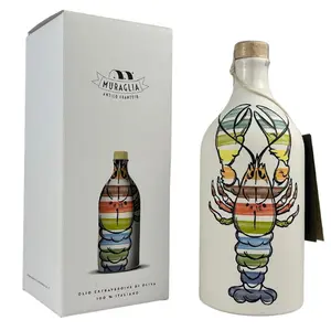 Antico Frantoio Muraglia Premium Italian Extra Virgin Olive Oil Pop Art Collection LOBSTER Collectible Handmade Ceramic Bottle 17 Fl Oz Italy