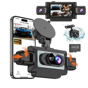4 Channel Dash Cam with 360° Surround View Built-in WiFi, 64GB Card Clear Night Vision, HDR，Automotive Driving Recorder
