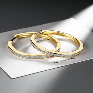 24K Gold Plated Minimalist Hoop Earrings with Cubic Zirconia, Classic Circle Ear Climbers for Women, Hypoallergenic Stainless Steel Face-Framing Ear Jewelry, Everyday Luxury Gift Set