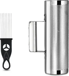 Guiro Instrument Stainless Steel Guiro 8" 3" Professional Metal Shaker with Scraper, Band Accompaniment Sand Hammer Latin Percussion Instruments for Live Performance