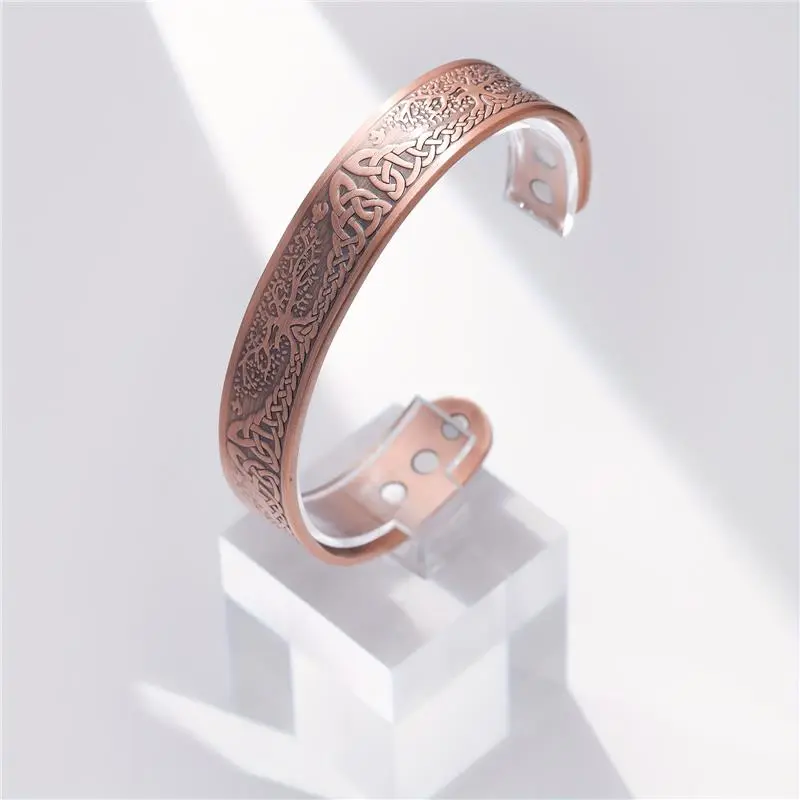 Copper Magnetic Bracelets for Men Women, 100% Solid Copper Magnetic Cuff Bangle with Powerful Magnets(Each 3500 Gauss), Brazaletes with Ajsust Tool&Jewelry Gift Box