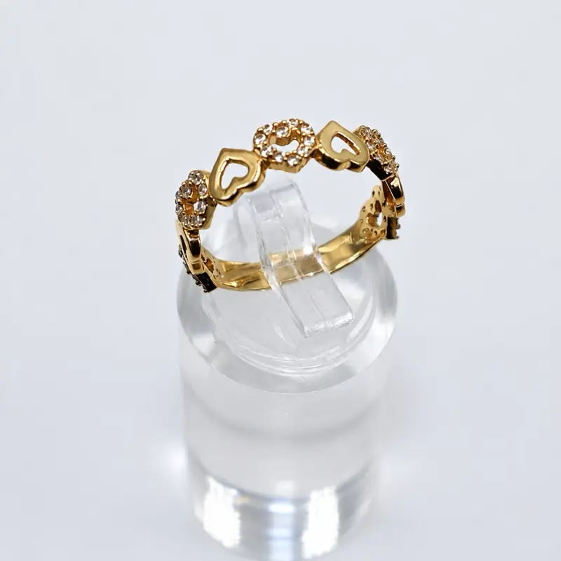 Oro 18k Anillo de Corazones, Talla 7
