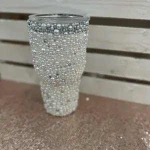 White/Bride Rhinestone Tumblr - Perfect for Bride or Wedding - Super Sparkly Decorative Item Bottle Drinkware Water Bottles Washable Reusable Tumbler Mug Cup Portable Bottled