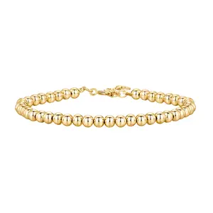 PAVOI Beaded Bracelet for Women - 14K Gold Plated Lightweight Womens Ball Bracelet - Gold Bracelets Cute Stackable Jewelry