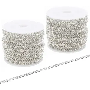 60 Feets /20 Yards Metal  Link Chains, Iron Bulk Curb Chain for DIY Craft  Chain Making, 2 Rolls x 10 Yards ()