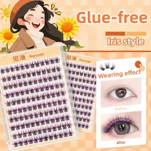 Blue False Eyelashes, Glueless, Iris Style, 8-13mm, C Curl, Dense, 120pcs, DIY Lash Extensions, Daily & Special Occasions