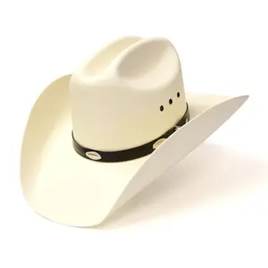 Natural Straw Western Cattleman Hat with Silver Concho Hat Band