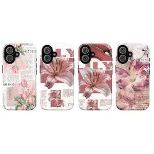 Vintage Lily Floral Phone Case – Pink Botanical Aesthetic Art Cover for iPhone 17 16 15 14 13 12 11 Pro Max