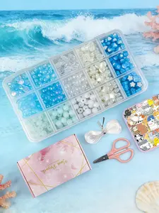 500pcs 8mm Ocean Element Beads Acrylic Set, Ideal for Bracelets, Jewelry Making, Crafts, Fashion Gifts, DIY Accessories