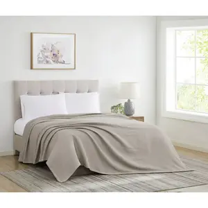 Cannon King Heritage Cotton Waffle Blanket Khaki: All Ages, Machine Washable, Tumble Dry, 108"x90"