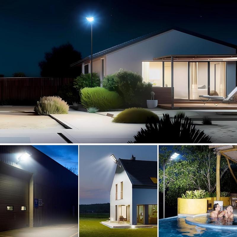 cvcpbu Newest Solar Street Light IP65 Waterproof Eco-Friendly Lighting with Motion Sensor & Remote Control 360 SMD LEDs Adjustable Angle Dusk to Dawn for Commercial Areas