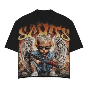 Saints Angel with Rifle Graphic T-Shirt