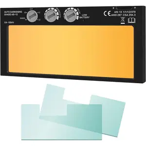 2x4 1/4 Gold Auto Darkening Lens, Clear, Variable Shade 4/9-13, True Color Technology for Pipeliner Pancake Hood and Hoods