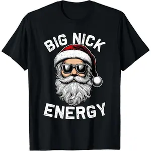 Big Nick Energy Funny Inappropriate Christmas Men Santa Face T-Shirt