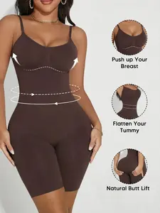 Seamless Full Body Shapewear Bodysuit - Tummy Control Butt Lifter, Push Up Compression Shaper with Adjustable Straps, Mid-Thigh Slimming Underwear for Hourglass Figure