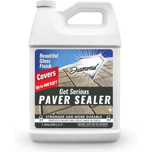 Get Serious Patio Paver Sealer Wet Look - Concrete Sealer Wet Look and Sand Lock -in- - Water Based High Gloss Concrete Sealer for Driveway, Brick Sealer, Stone Sealer - 128 Fl Oz Cement Sealer
