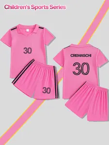 Children's summer sports suit named CREMASCHI with the number 30, V-neck football T-shirt and shorts, quick-drying and sweat-wicking, comfortable and fit, suitable for sports, leisure and outdoor running