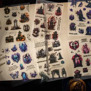 Vintage Gothic Style Sticker, 2 Counts/set PET Material Sticker Sheets, DIY Decorative Sticker for Scrapbooking, Journaling, Gift Wrapping