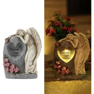 Cemetery Vases for Grave, Resin Headstones Vases with Spikes for Fresh Artificial Flowers, Grave Markers for Cemetery Memorial Day, Memorial Gifts for Loss of Loved One (White)