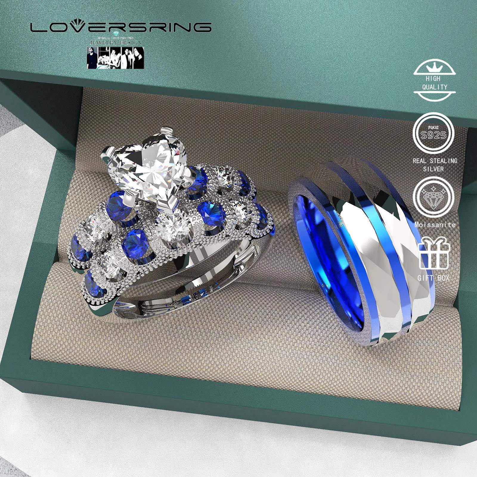 Wedding Ring Sets His And Hers Promise Ring Wedding Ring Sets His And Hers Couples Women 925 Sterling Silver Moissanite Man Titanium Wedding Band