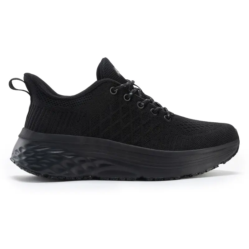 Manfinity Anti-Slip Shock-Absorbing Mesh Sneakers, Men Sports Running Shoes Sporty Black Running Shoes For Men, Style With Hoodie Knit  main image 3