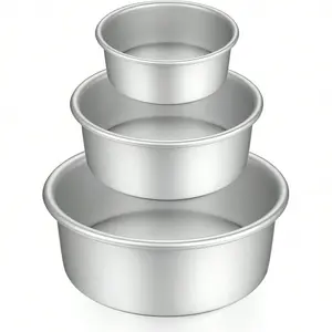 Cake Mould Set, Round Cake Moulds, Anodized Aluminum Material, Ideal for Baking, Parties, Birthdays, Christmas, Detachable Base, Bakeware