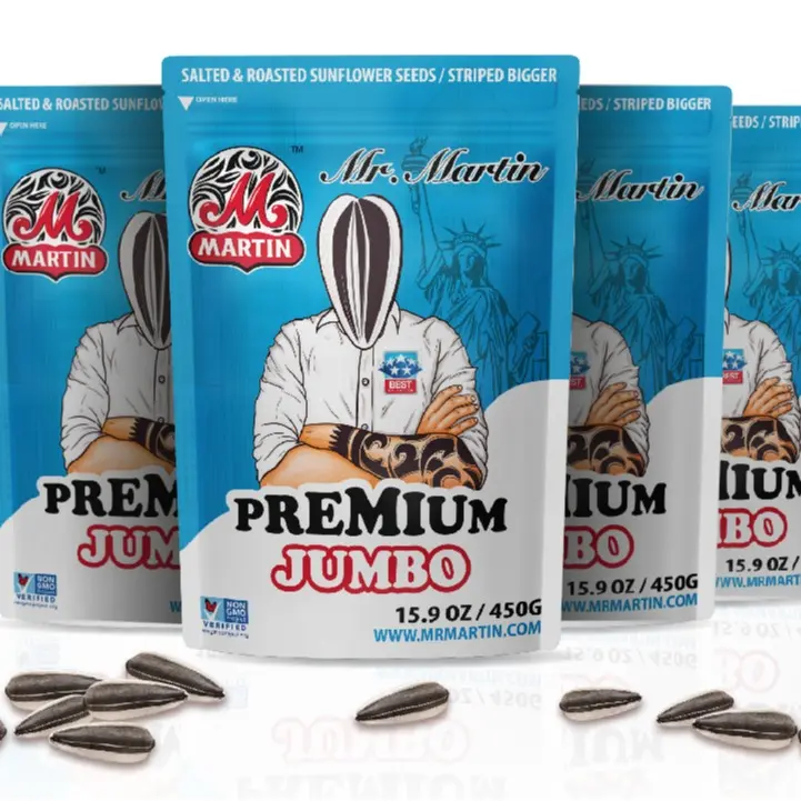 Mr. Martin Freshly Roasted Salted Premium Jumbo Stripped In-Shell Sunflower Seeds - Pack of 12