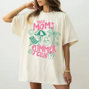 Tired Moms Summer Club Shirt, Cute Mom Summer Sweatshirt, Gift For Mother Day Hoodie, Unisex Sweater Pullover Tee