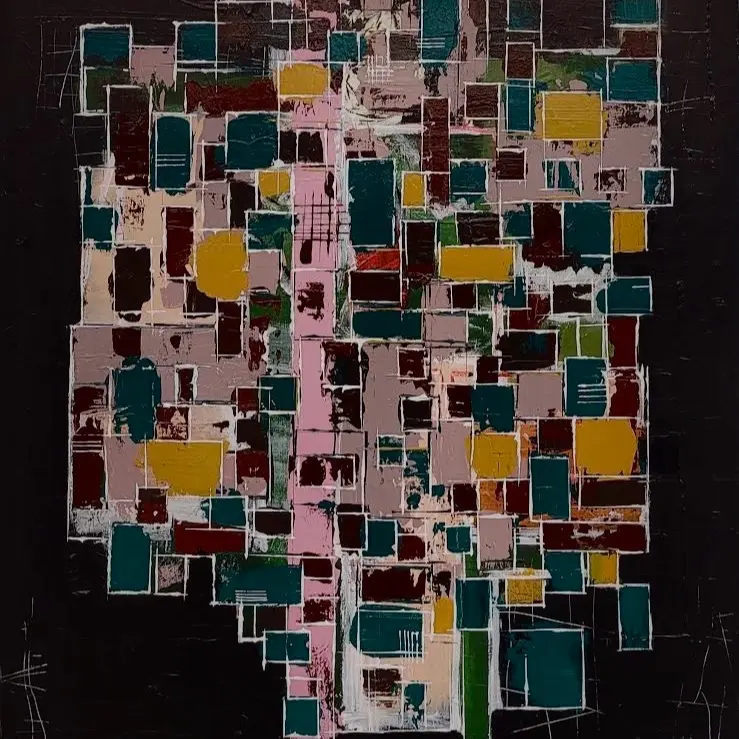 Pryor, 2024. Non-representational painting by artist Jesus Escobar original painting