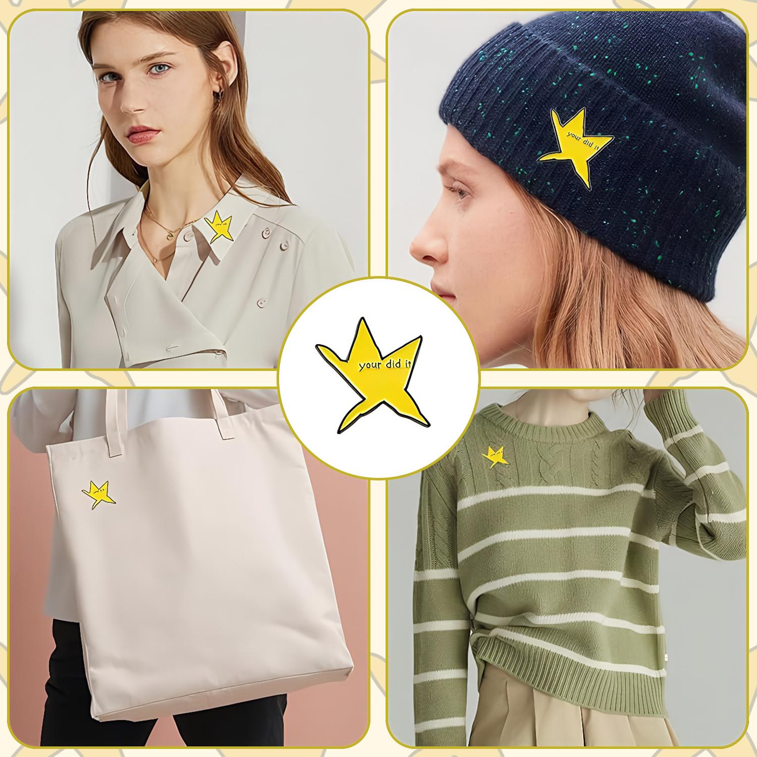 2PCS Your Did It Star Shaped Brooch, Creative Star Design Brooch, Fashion Accessories for Women & Men, Cute Enamel Pin Suitable for Backpacks, Jeans, Scarves, Hats Decoration, Funny Brooches Graduation Gifts