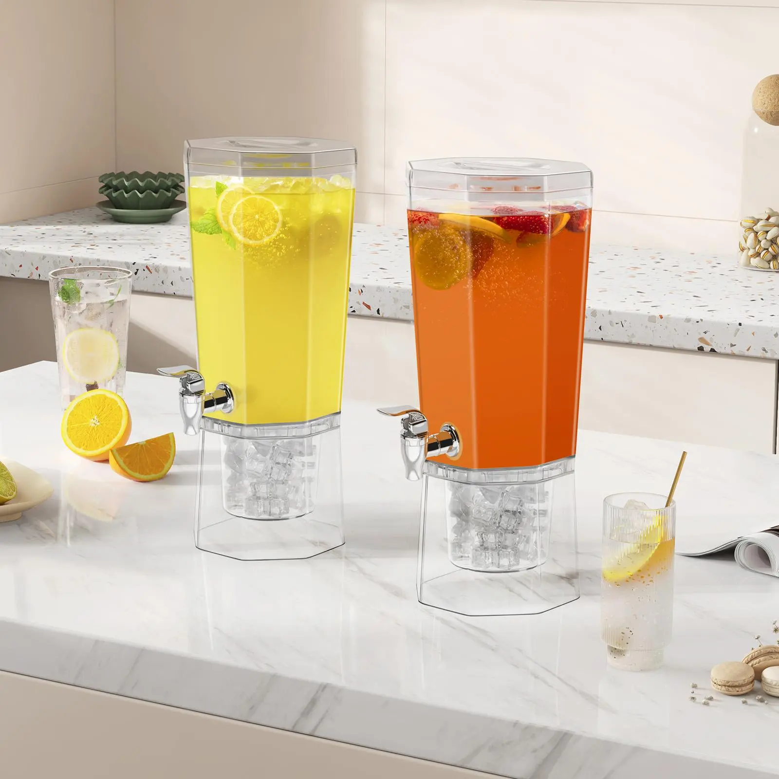 Lifewit 1 Gallon Drink Dispenser with Lid & Stand BPA-Free for Juice Soda Tea Lemonade Detachable Party-Ready 4L Capacity Leak-proof ABS Spout, Halloween