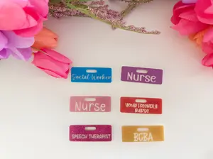 Custom Mini Acrylic Badge Buddy: Engraved ID Tag, Nurse accessory, Therapist Accessory