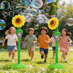 Automatic Bubble Blower Sunflower With Remote Control Bubble Machine Toy Rechargeable Maker wih Lights For Weddings Birthday Party Outdoor Play Gift