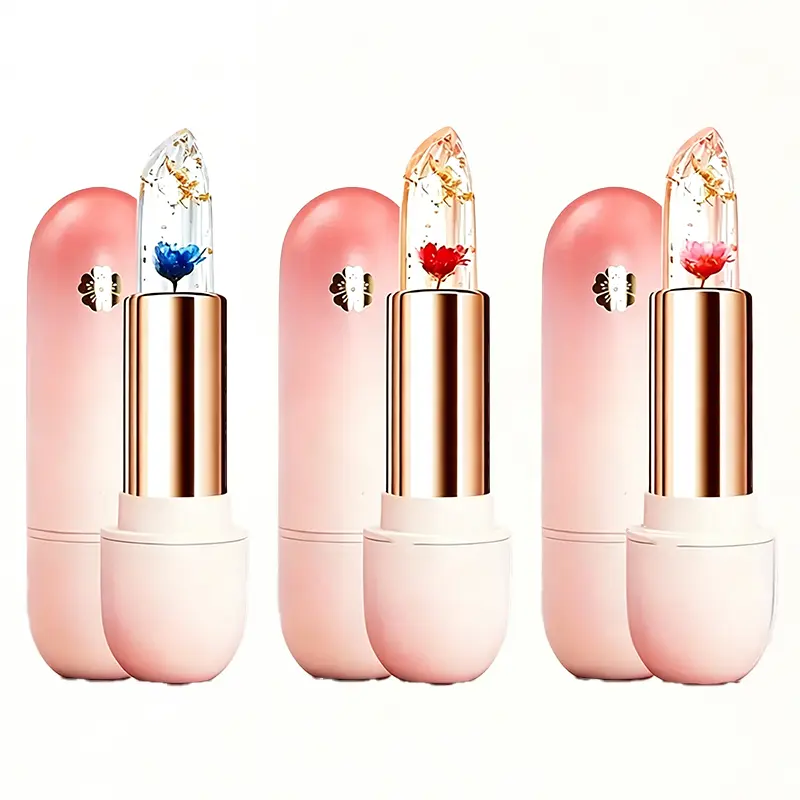 3-Pack Flower Pulp Petal Color-Changing Lipstick Kit, Waterproof Long-Wear Moisturizing Shiny Temperature-Shift Lip Makeup, Summer Beauty & Personal Care Must-Have