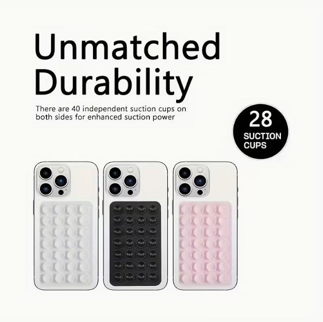 Heavy-Duty Silicone Suction Cup Phone Holder | Ergonomic Grip + Strong Adhesive Base, Dual-Sided Design, Compatible with All Smartphones | Ideal for Selfies, Video Recording, Gaming, Hands-Free Use in All