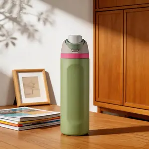 24oz Stainless Steel Vacuum Insulated Thermos Cup, Flip Top Lid Leak-Proof Travel Mug, Double Wall Insulation Tumbler for Hot & Cold Drinks, Multi-Color Reusable Drinkware for Home Office School, Suitable for Adults & Children Great Gift Choice