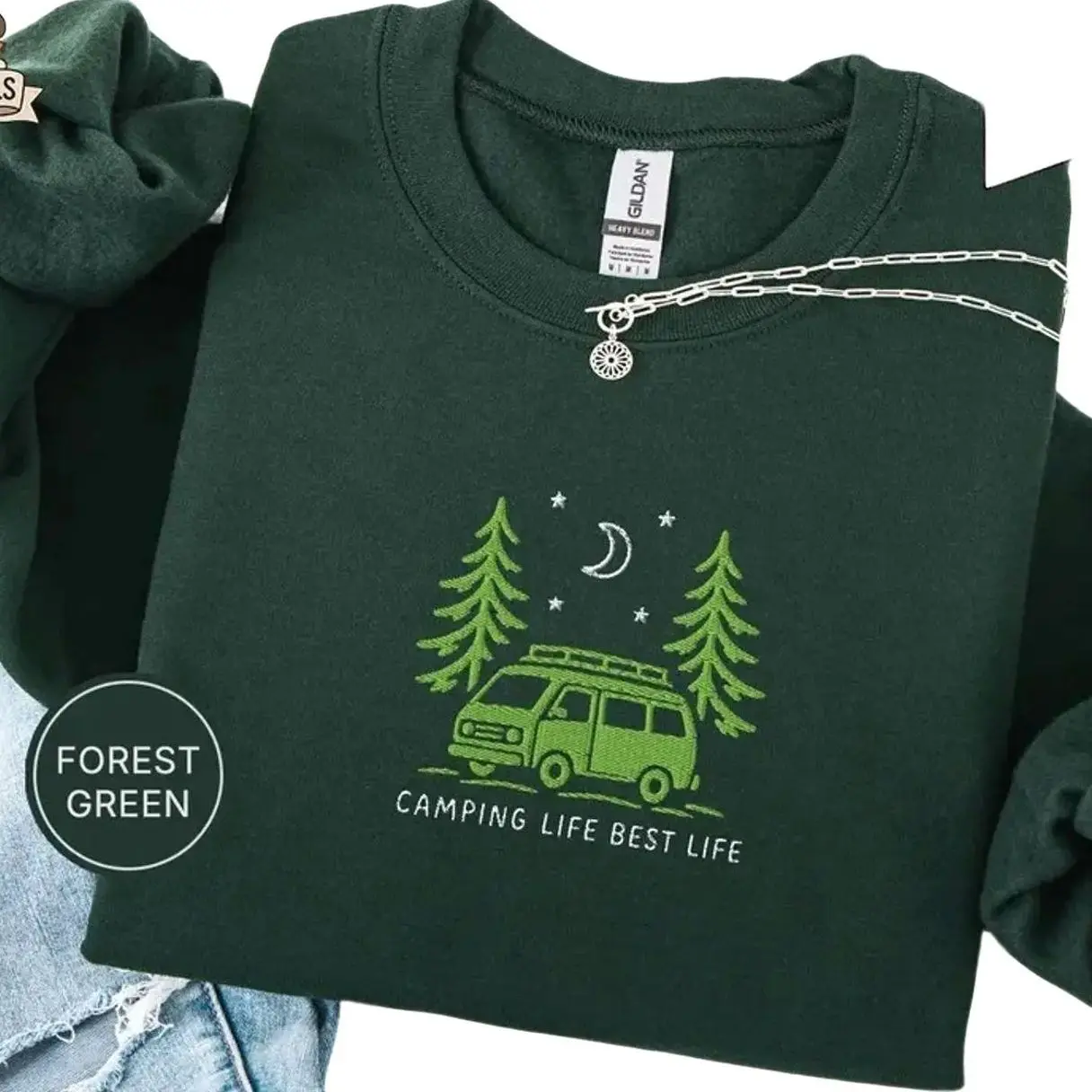 Embroidered Camping Life Sweatshirt - Campfire Sweater, Hiking Sweatshirt, Nature Lover Gift, Camping Crewneck, Outdoor Adventure Sweater