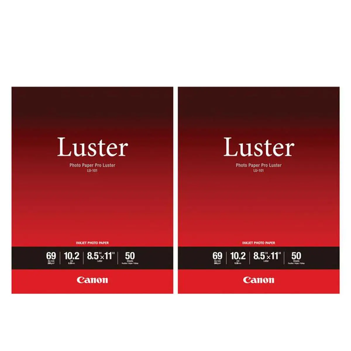 Canon LU-101 Pro Luster Finish Photo Paper (2 Pack, 8.5x11in, 50 Sheets, 255 gsm) for Printing, Ideal for Photographers