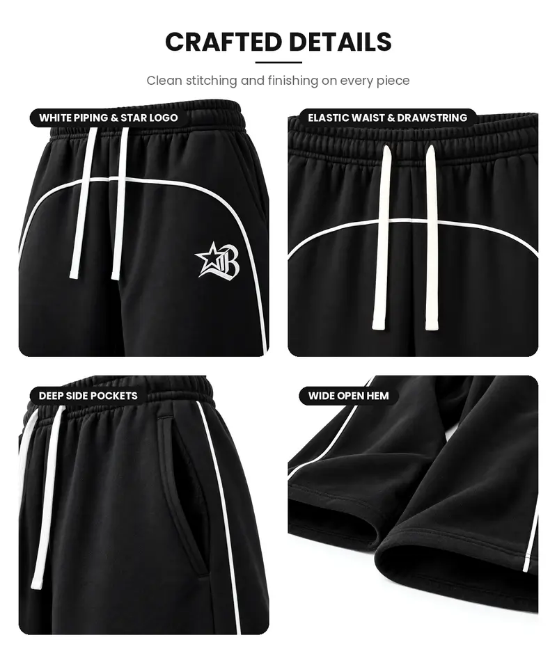 Men’s two-pack loose-fit fleece sweatpants, wide-leg design, for fitness, running, and everyday commuting, side stripes, available in 9 colors, all sizes