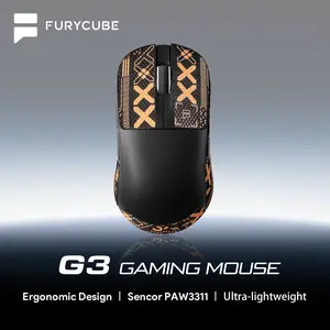FURYCUBE G3 Gaming Mouse Ultra Lightweight 49g PAW3311 Sencor Bluetooth/2.4G wiress/USB-C Wired, DPI up to 22000, 600mAH Long battery life, 5 buttons, web driver supported,auto clicker, Gamingsetup, PS5 XBOX office setup