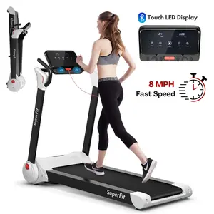 [Costway]- Folding Treadmill, 8MPH Electric Motorized Running Walking Machine with LED Touch Screen, Portable Cardio Workout Treadmill for Home Gym Office, Christmas Festival Gift Black Friday Cyber Monday