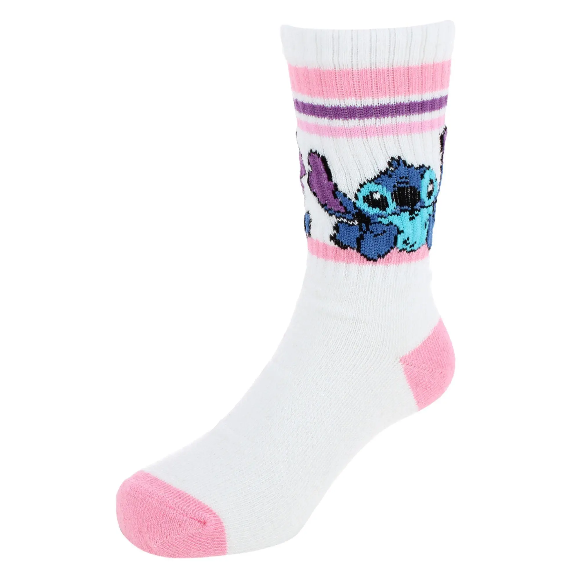 Textiel Trade Girl's Disney Lilo & Stitch Ribbed Athletic Socks (2 Pair), Crew Socks, Small