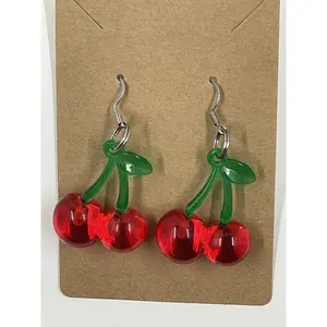 Resin Cherry Dangle Earrings – Handmade by Mad Mellow