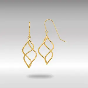 14K Gold Polished Short Twisted Dangle Earrings Model-TL830
