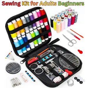 Mini Sewing Kit for Adults Beginners, Travel Sewing Kit with Needles & Thread, Portable Sewing Supplies, Gift for Women Mom (Black)