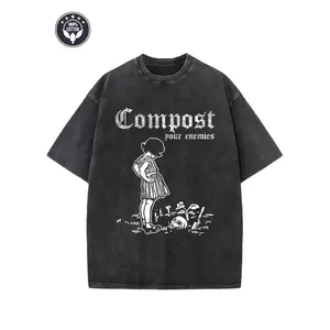 Compost Your Enemies Graphic Tee Vintage Washed Oversized Cotton T Shirt Unisex Top Streetwear Crewneck Casual Summer Outfit Festival Everyday Layering