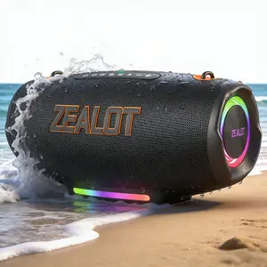 ZEALOT 100W Bluetooth Speaker Waterproof, IPX7 Portable Outdoor Speaker with HIFI Stereo Bass, 24000mAh Battery Life, RGB Lights, EQ/PD Charger, Strap, Power Bank for Beach Pool Gym Home.